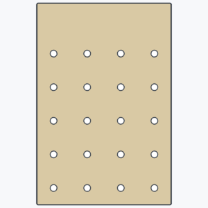 Wizualizacja techniczna TF-Panel 60/40 V5 — blat modułowy MDF z pełnym pasem przy jednej krótszej krawędzi
