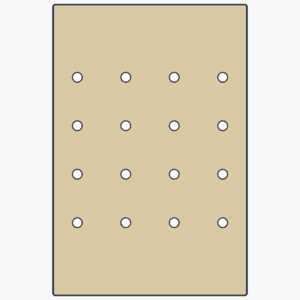 Wizualizacja techniczna TF-Panel 60/40 V6 — blat modułowy MDF z pełnymi pasami przy obu krótszych krawędziach