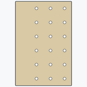 Wizualizacja techniczna TF-Panel 60/40 V7 — blat modułowy MDF z pełnym pasem przy jednej dłuższej krawędzi