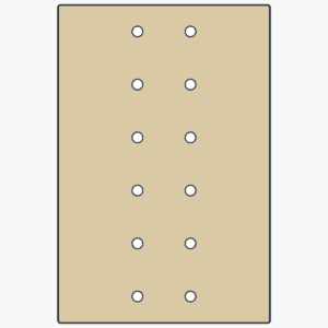 Wizualizacja techniczna TF-Panel 60/40 V8 — blat modułowy MDF z pełnymi pasami przy obu dłuższych krawędziach