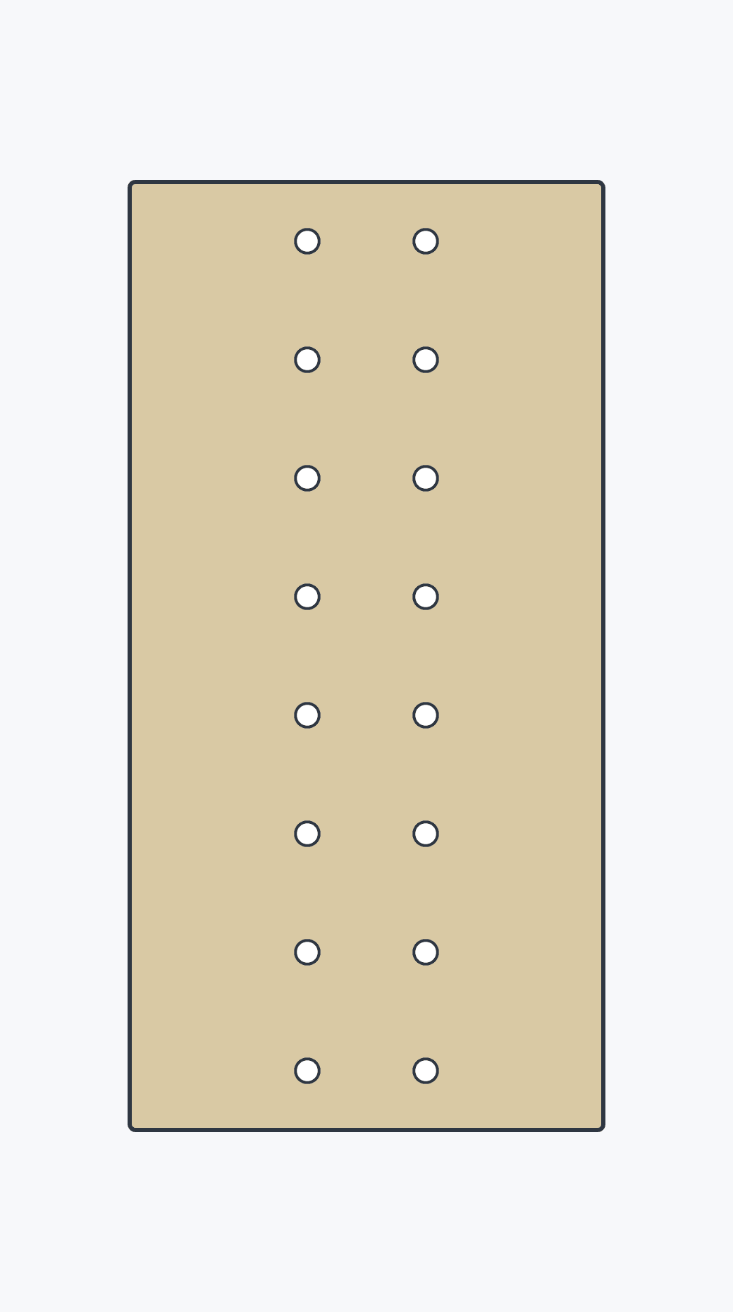 Wizualizacja techniczna TF-Panel 80/40 V8 — blat modułowy MDF z pełnymi pasami przy obu dłuższych krawędziach